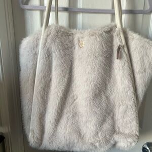 Victoria's Secret Cream Faux Fur Tote